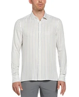 Perry Ellis Men's Long Sleeve Button-Front Yarn Dyed Striped Shirt