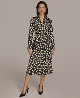 Donna Karan New York Women's Printed Belted A-Line Dress