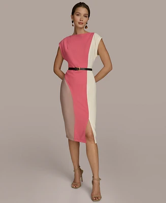 Donna Karan New York Petite Colorblocked Belted Sheath Dress