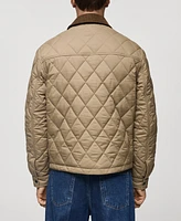 Mango Men's Corduroy Collar Quilted Jacket