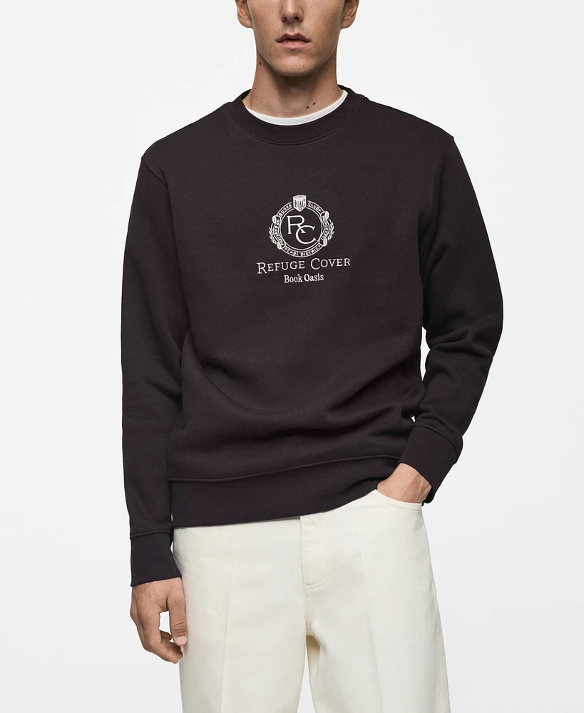 Mango Men's Embroidered Cotton Sweatshirt