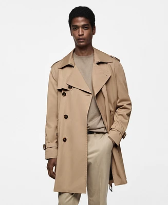 Mango Men's Belted Water-Repellent Trench Coat