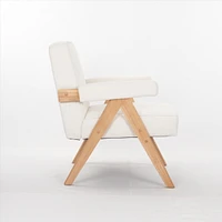wooden leg leisure chair with handrails, cushions.uitable for living room, bedroom, study and other occasions