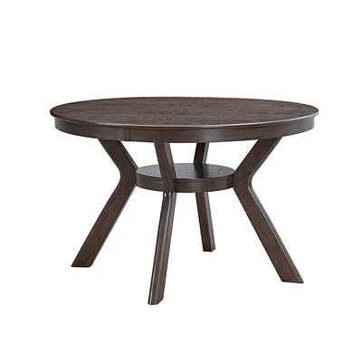 47.24''Round Rubber Wood Dining Table for 4-6 with Wooden Trestle Pedestal Base,Modern Kitchen Wooden Table Dinner Table for Dining Room, Living Room