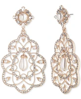 Marchesa Gold-Tone Crystal & Imitation Pearl Chandelier Earrings