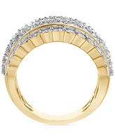 Diamond Multirow Wide Scallop Edge Statement Ring (3 ct. t.w.) in 14k Gold