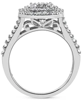 Diamond Square Halo Cluster Ring (1 ct. t.w.) in 14k White Gold