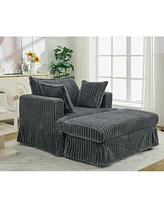 47.7'' Oversized Corduroy Chaise Longue with Ottoman, Deep Seat Reclining Chair Sofa, Comfy Thicked Upholstered Pad Chair, with Foot Stool, Oversize,