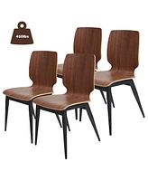 Slickblue 4 Modern Dining Chairs – Wooden Side with Metal Legs for a Sleek Kitchen Look