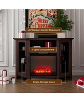 Mondawe 45 Tv Stand with 18" Fireplace-120lb Top, Storage, Full Remote, 3 Flame, 5000 Btu Heat,Timer