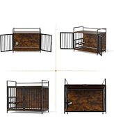 Lovmor Furniture Style Dog Crate Large Dogs Indoor Heavy Duty Dog Kennels with 2 Stainless Steel Bowls