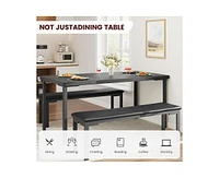 gaomon Kitchen Table and 2 Dining Benches Set, 3 Piece Dining Table Set for 4, Space-Saving Dinette for Kitchen, Dining Room