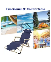 Slickblue Set of 2 Outdoor Reclining Lawn Chairs Adjustable Folding Patio Recliners with Pillow for Comfort