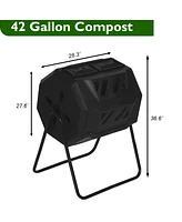 Slickblue Dual Tumbling Composter 42 Gallon Tumbler Composting Bin with Easy Turn System and Two Sliding Doors