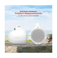Pyle 6.5" Marine Wakeboard Tower Speakers - 200W Waterproof, Dual Bullet Style, White (PLMRW65