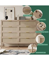 gaomon 8 Drawer Rattan Dresser