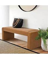 47" Faux Leather Upholstered Bedroom Waterfall Benches-Maison Boucle