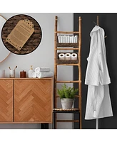 Casafield Set of 2 Hanging Baskets with Hooks - Natural, Woven Hyacinth Shelf Storage Wall Mounted Bins for Bathroom, Kitchen, Office, Laundry Room