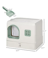 PawHut Cat Litter Box with Scoop, Deodorants, Drawer Pan,