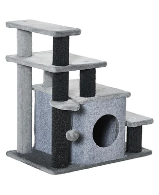 PawHut Pet Stairs, Adjustable Height 3 Step/4 Step Cat Steps,