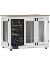 PawHut 39" Furniture Dog Crate w/ Three Doors & board for Large Dogs