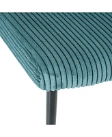 Modern Turquoise simple dining chair Fabric Upholstered Chairs home bedroom stool back dressing chair black metal legs(set of 2)