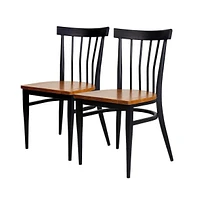 Slickblue Slat Back Dining Chairs Set of 2 Metal Leg Side Chairs with Sturdy Wood Seats