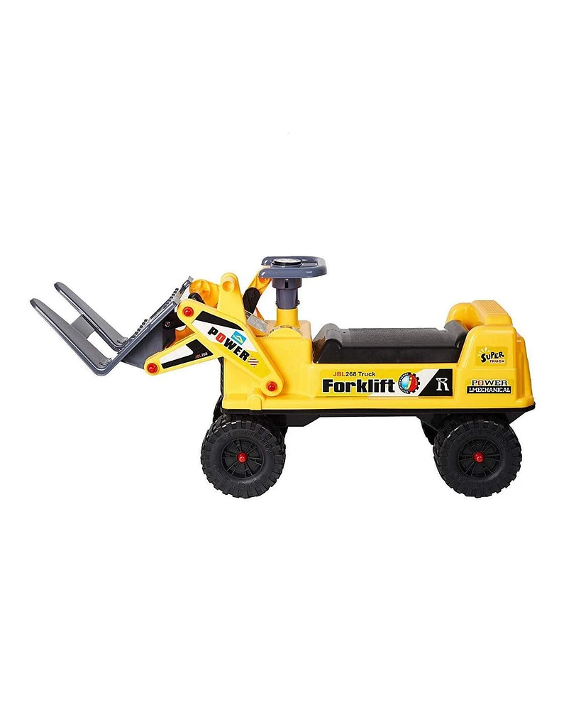 Slickblue Ride-On Forklift Truck Toy for Kids - Construction Vehicle with Realistic Lifting Action