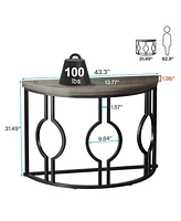 Tribesigns 43 Inch Industrial Semi Circle Sofa Table with Geometric Base,Half Moon Console for Entryway