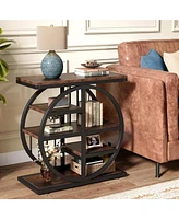 Tribesigns End Table for Living Room, Wood Side Table with Black Metal Frames, Industrial Nightstand Bedside Table for Bedroom