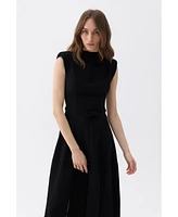 Nocturne Women's Padded Shoulder Midi Dress