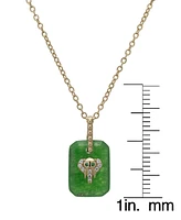Lab-Grown Aventurine (1-1/5 ct. t.w.), White Sapphire (1/10 ct. t.w.) & Green Spinel Elephant Pendant Necklace in 14K Gold Over Sterling Silver, 18"