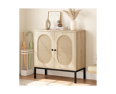 gaomon Buffet Cabinet, Rattan Storage Cabinet with Doors and Shelves, Accent Sideboard, Console Entryway for Livi