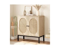 gaomon Buffet Cabinet, Rattan Storage Cabinet with Doors and Shelves, Accent Sideboard, Console Entryway for Livi