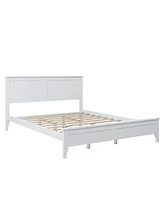 Slickblue Modern White Solid Wood Platform Bed