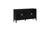 Slickblue Retro Sideboard with Circular Groove Design and Round Metal Handles for Entrance, Dining & Living Rooms