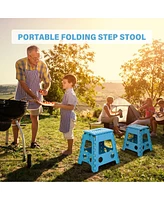 Slickblue 2-Pack Folding Step Stool with Portable Handle Safe and Sturdy, Supports Up to 300 lbs