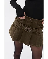 Nocturne Women's Mini Jean Skirt with Belt Detail