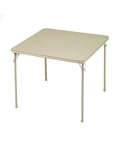 Meco Sudden Comfort 34 x 34 Inch Square Metal Folding Dining Card Table, Buff