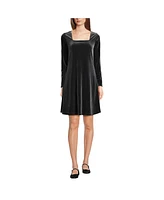 Lands' End Women's Knit Velvet Square Neck Dress