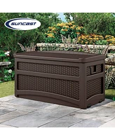 Suncast DBW7500 73 Gallon Outdoor Patio Storage Chest with Handles & Seat, Java