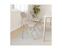 2 Pack Beige Folding Chairs With Padded Cushion and Back, for Outside, Foldable Metal Frame Hold Up to 350 Lbs, Chair