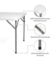 Slickblue Folding Card Table 2.8 ft. – Portable 34" Plastic Table with Collapsible Legs for Patio Use