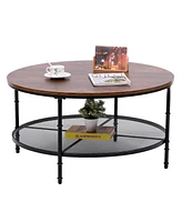 Skonyon 32IN Round Wood Top Coffee Table For Living Room