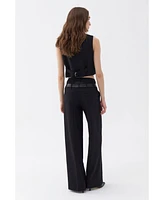 Nocturne Women's Double Waist Belted Pants