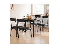 gaomon Dining Table Set for 4, Kitchen Table with 4 Upholstered Chairs, 5 Piece Rectangular Dining Room Table Set, for Small Space, Apartment, Home