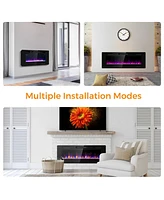 Sugift 50 Inch Recessed Ultra Thin Electric Fireplace with Timer