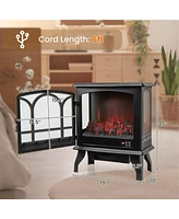 Sugift 1400W Electric Stove Heater with 3-Level Flame Effect and 3-Sided View