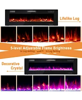 Sugift 60 Inches Ultra-thin Electric Fireplace with Remote Control and Timer Function