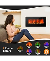Skonyon 36 Inch Electric Wall Mounted Freestanding Fireplace with Remote Control-Black